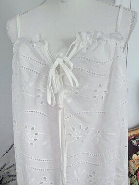 Women's White Eyelet dress with front tie